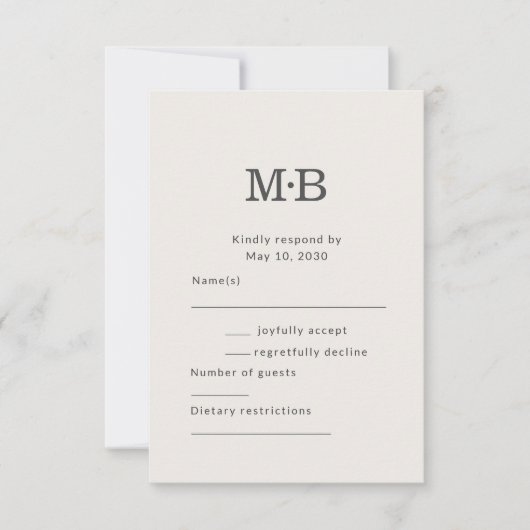 Minimal Modern Elopement Wedding RSVP Card (Devant)