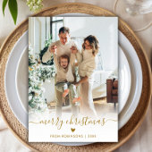 Minimal Modern Gold Script 2 Foto Vrolijk Kerstfee Feestdagenkaart