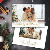 Minimal Modern Gold Script 2 Foto Vrolijk Kerstfee Feestdagenkaart