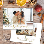 Minimal Modern Gold Script 2 Foto Vrolijk Kerstfee Feestdagenkaart