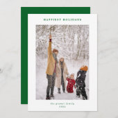 Minimal Modern Groen Wit Gelukkigste Feestdagen Fo Feestdagenkaart (Voorkant / Achterkant)