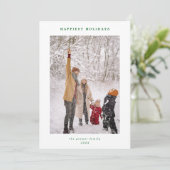 Minimal Modern Groen Wit Gelukkigste Feestdagen Fo Feestdagenkaart (Staand voorkant)