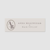 Minimal Modern Hair Stylist Naam Badge monogram (Voorkant)