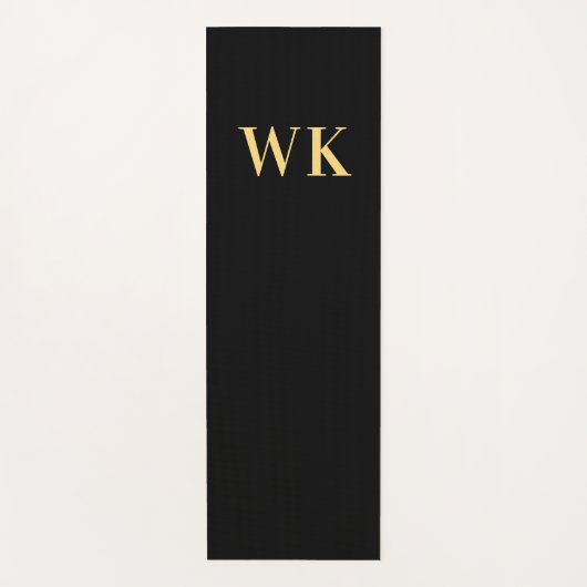 Minimal Modern Monogram Initialen Zwart Goud Yogamat (Voorkant)