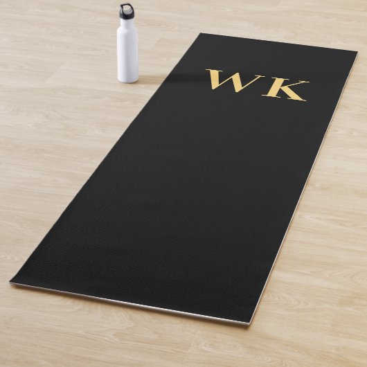 Minimal Modern Monogram Initialen Zwart Goud Yogamat (In situ)