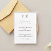 Minimal Modern Monogram Wedding Invitation Kaart