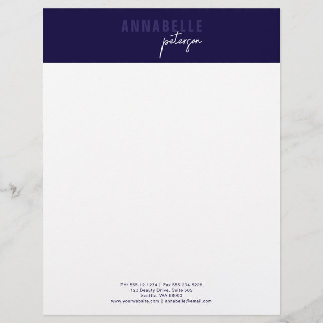 Minimal Modern Professioneel Blauw Eenvoudig Briefhoofd (Voorkant)