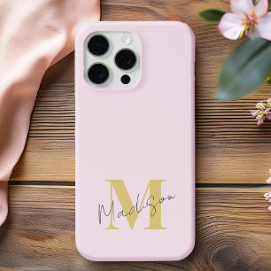 Minimal Modern Roze Initiaal Monogram iPhone 13 Hoesje