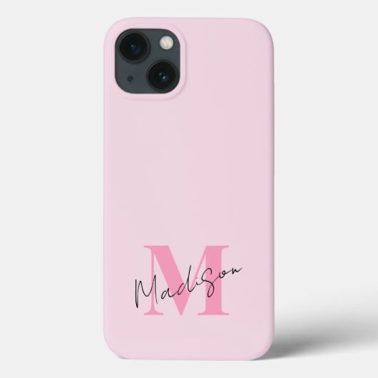 Minimal Modern Roze Initiaal Monogram Case-Mate iPhone Case (Achterkant)