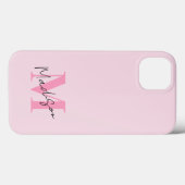 Minimal Modern Roze Initiaal Monogram Case-Mate iPhone Case (Achterkant (horizontaal))