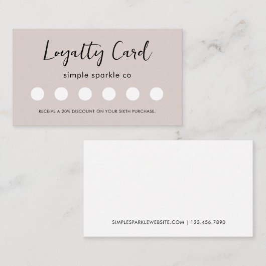 Minimal Modern Script Customer Loyalty Kaart (Voorkant / Achterkant)