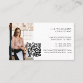 Minimal Modern Simple Professional Photo QR Code Visitekaartje (Voorkant)
