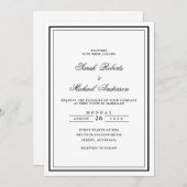 Minimal Modern Stijlvol Zwart Script Lijst Wedding Kaart (Voorkant / Achterkant)