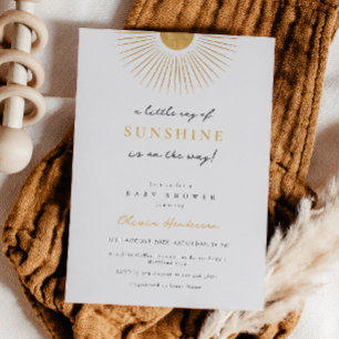 Minimal Modern Sun Sunshine Baby shower Invitation Kaart