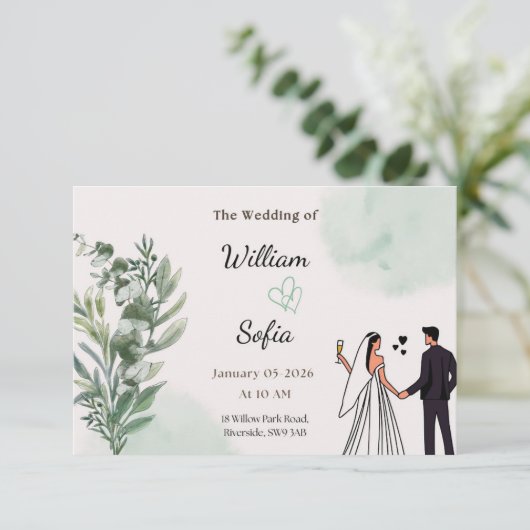 Minimal Modern Wedding Invitation (Debout devant)