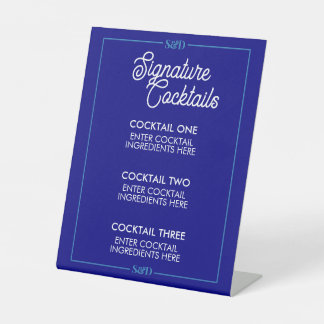 Minimal Modern Wedding Signature Cocktail Sign Reclamebord Met Voetstuk