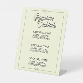 Minimal Modern Wedding Signature Cocktail Sign Reclamebord Met Voetstuk
