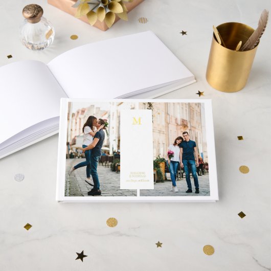 Minimal moderne | 3 Mariage de monogramme photo (Recto ouvert)