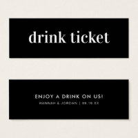 Minimal moderne | Billet de boisson Mariage Bar