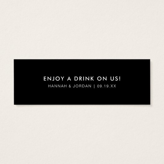 Minimal moderne | Billet de boisson Mariage Bar (Dos)