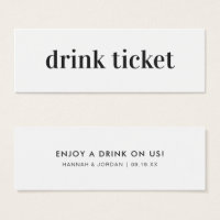 Minimal moderne | Billet de boisson Mariage Bar