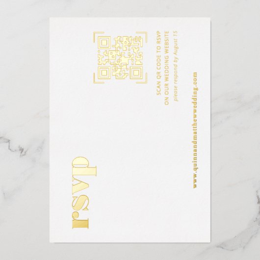 Minimal moderne | Carte RSVP de mariage de code QR (Recto)