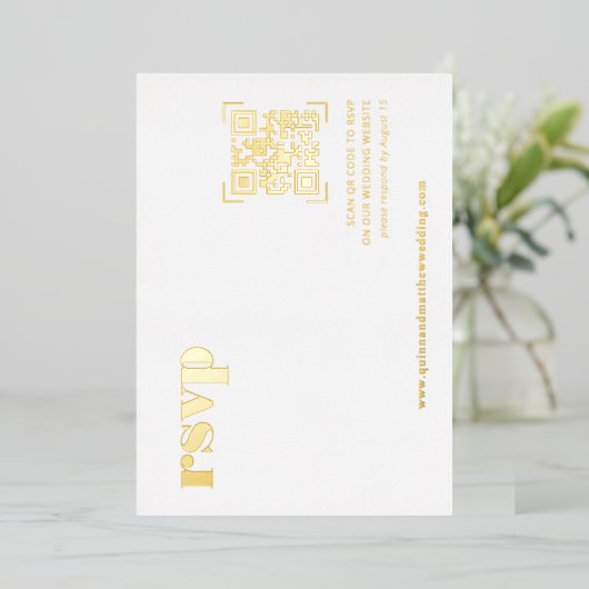 Minimal moderne | Carte RSVP de mariage de code QR (Debout devant)