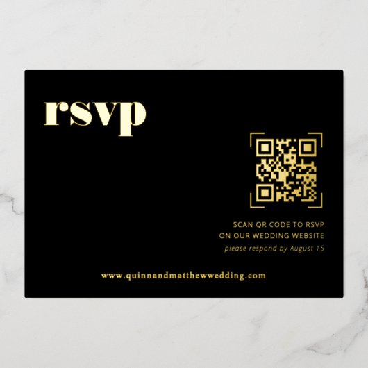 Minimal moderne | Carte RSVP de mariage de code QR (Recto)