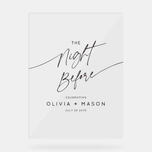 Minimal Moderne La Nuit Avant L'Accueil Du Mariage (Recto)