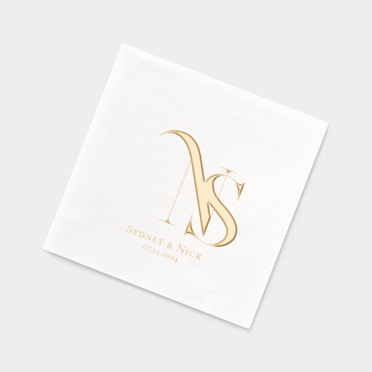 Minimal moderne | Mariage Monogram Napkins (Gauche)