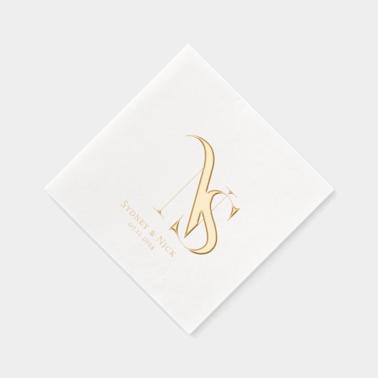 Minimal moderne | Mariage Monogram Napkins (Droite)
