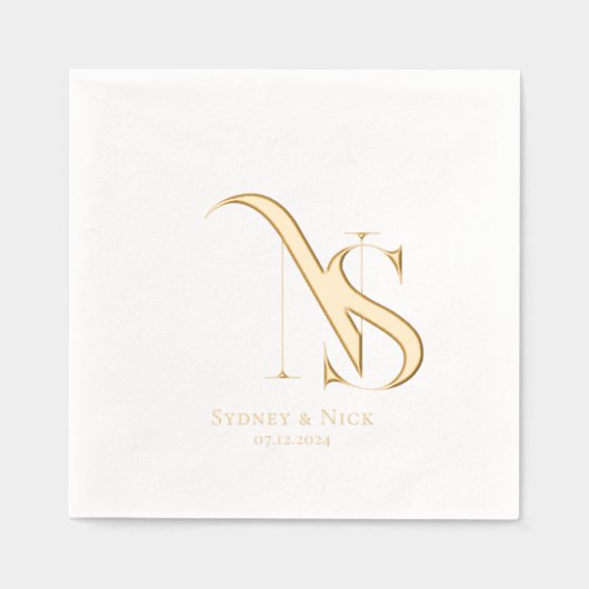 Minimal moderne | Mariage Monogram Napkins (Recto)