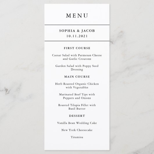 Minimal moderne | Menu Bordure couleur modifiable (Devant)