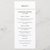 Minimal moderne | Menu Faux Gold Border Mariage (Devant)