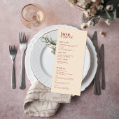 Minimal moderne | Menu Mariage rose et rouge