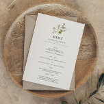 Minimal moderne | Menu Mariage Spring Greenery<br><div class="desc">Belles cartes de menu pour compléter vos réglages de table à votre mariage ou à la prochaine soirée de dîner. Cette belle et délicate aquarelle verte orne ce menu élégant qui est entièrement personnalisable. Au contraire, vous trouverez plus de verdure et de place pour ajouter des détails si nécessaire. Parfait...</div>