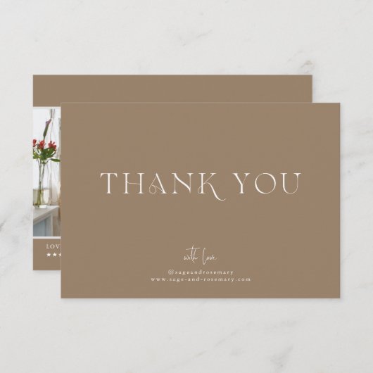 Minimal moderne | Merci d'affaires en latte beige (Devant / Derrière)