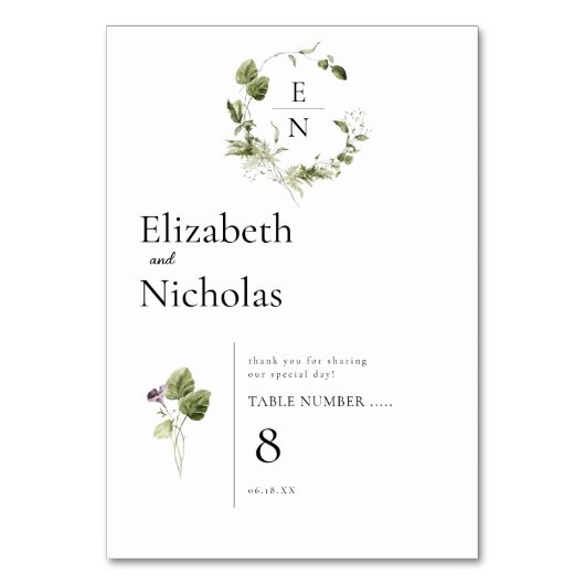 Minimal moderne | Numéro de table Printemps vert (Par défaut)