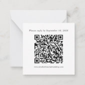 Minimal moderne site Mariage QR Code carte RSVP (Dos)