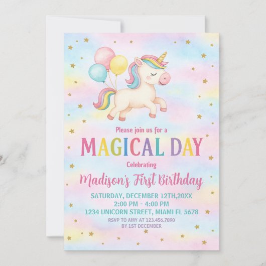 Minimal moderne Unicorn Invitation Anniversaire (Devant)
