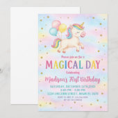 Minimal moderne Unicorn Invitation Anniversaire (Devant / Derrière)