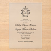 Minimal Monogram Acrylic Wedding Invitation Acryl Uitnodigingen (Voorkant)