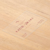 Minimal Monogram Deep Burgundy Script Wedding Acryl Uitnodigingen (Laagn)