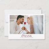 Minimal Monogram Deep Burgundy Script Wedding Bedankkaart (Voorkant)