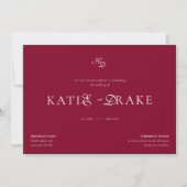 Minimal Monogram Deep Burgundy Script Wedding Kaart (Voorkant)