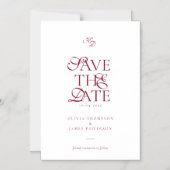 Minimal Monogram Deep Burgundy Script Wedding Magnetische Uitnodiging (Voorkant)