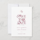 Minimal Monogram Deep Burgundy Script Wedding Save The Date (Voorkant)