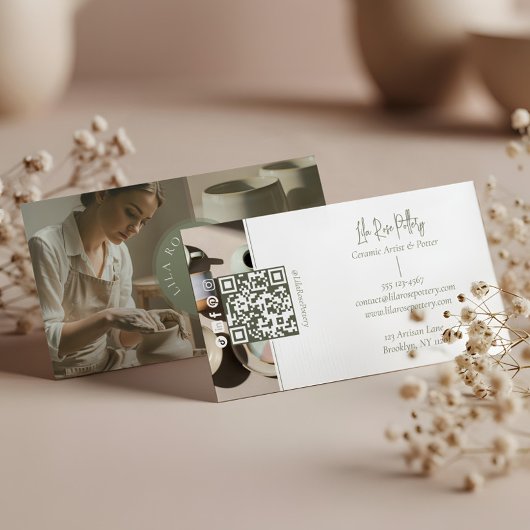 Minimal Monogram Hand Made Pottery Photo Collage Visitekaartje