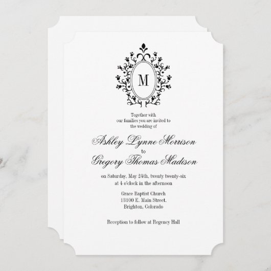 Minimal Monogram Wedding Invitation (Devant / Derrière)