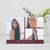 Minimal Multi Photo Afstuderen Aankondiging rood (Staand voorkant)